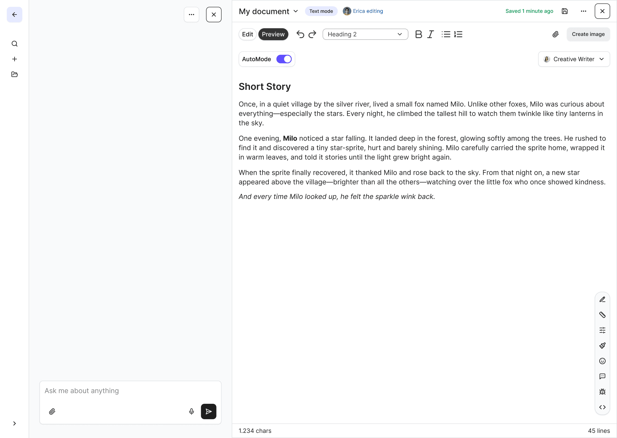 Canvas interface